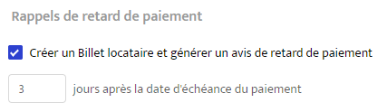 Réglage du rappel de paiement en retard