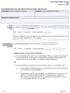 Avis d'augmentation de loyer