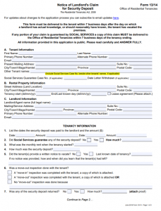 Notice of landlord's claim for security deposit